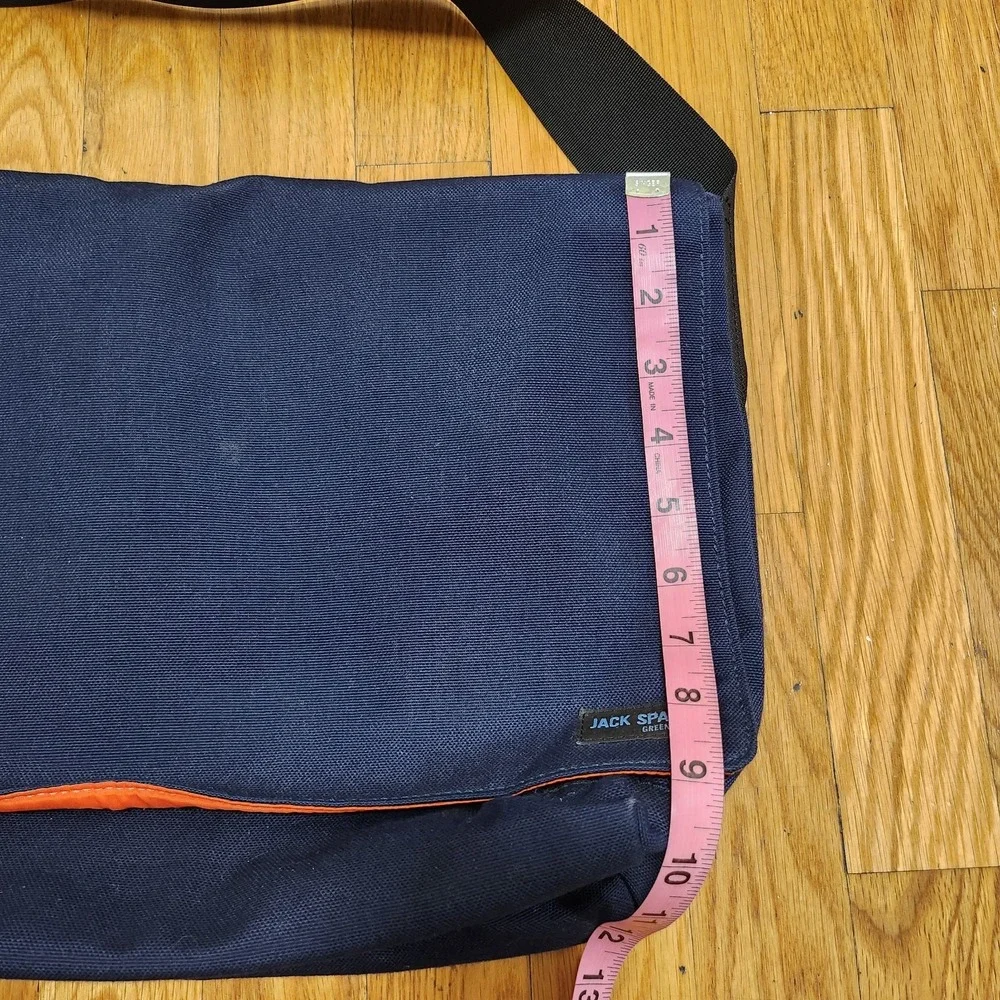 Jack Spade Greene Street Messenger Bag Blue Canvas Orange liner